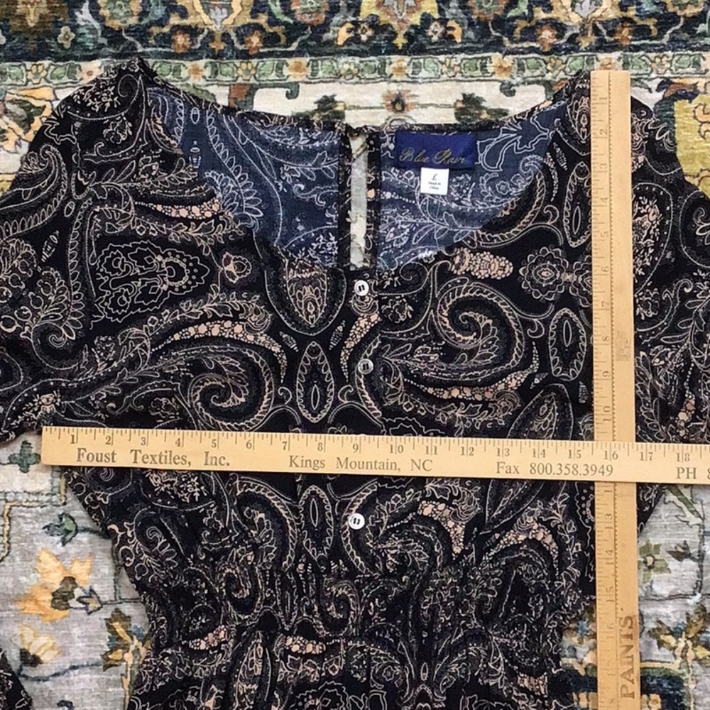 🆕 Francesca’s Black Tan Paisley Lightweight Split Hem Sz.L Maxi Dress - Picture 5 of 10
